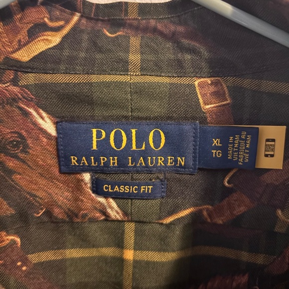 Ralph Lauren Polo Equestrian Print Plaid Button-Up Shirt XL - Picture 4 of 12